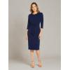 image:imageAdrianna Papell Womens Bow Sheath Dress with Three Quarter SleevesNavy Sateen