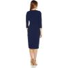 image:imageAdrianna Papell Womens Bow Sheath Dress with Three Quarter SleevesNavy Sateen