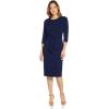 image:imageAdrianna Papell Womens Bow Sheath Dress with Three Quarter SleevesNavy Sateen