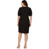 image:imageAdrianna Papell Womens Knit Crepe Pearl Midi Dress  Knee Length Cocktail Dress with Pearl Trim amp Tailored FitBlack