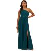 image:imageAdrianna Papell Womens One Shoulder Chiffon Gown  Long Evening Gown with Pleated Skirt Fitted Bodice amp Side Leg Slit Hunter 14
