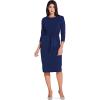 image:imageAdrianna Papell Womens Bow Sheath Dress with Three Quarter SleevesNavy Sateen