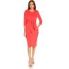 image:imageAdrianna Papell Womens Bow Sheath Dress with Three Quarter SleevesVibrant Coral