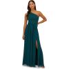 image:imageAdrianna Papell Womens One Shoulder Chiffon Gown  Long Evening Gown with Pleated Skirt Fitted Bodice amp Side Leg Slit Hunter 14