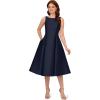 image:imageAdrianna Papell Womens Sleeveless Tea Length Dress Midnight 18