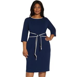 image:imageAdrianna Papell Tipped Crepe Tie DressNavy SateenIvory