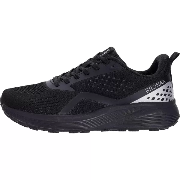 BRONAX Mens Wide Cushioned Supportive Road Running Shoes  Wide Toe Box  Rubber OutsoleS71 Black