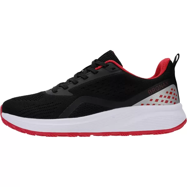 BRONAX Mens Wide Cushioned Supportive Road Running Shoes  Wide Toe Box  Rubber OutsoleS71 BlackRed