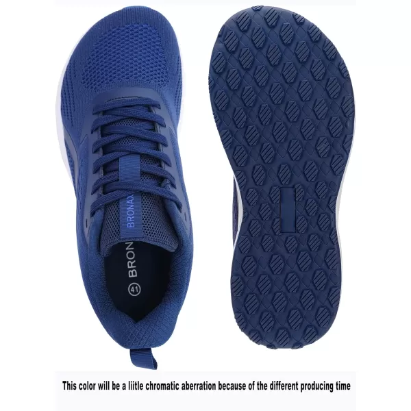 BRONAX Mens Wide Cushioned Supportive Road Running Shoes  Wide Toe Box  Rubber OutsoleS71 Blue