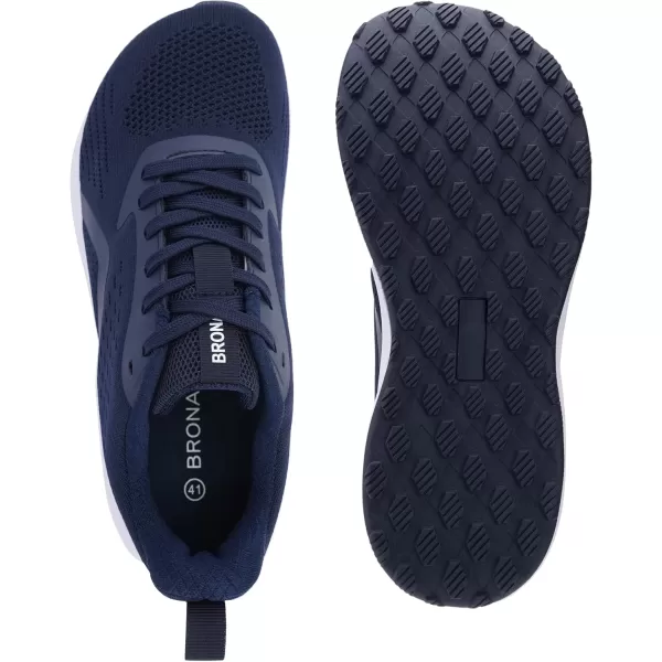 BRONAX Mens Wide Cushioned Supportive Road Running Shoes  Wide Toe Box  Rubber OutsoleS71 Dark Blue