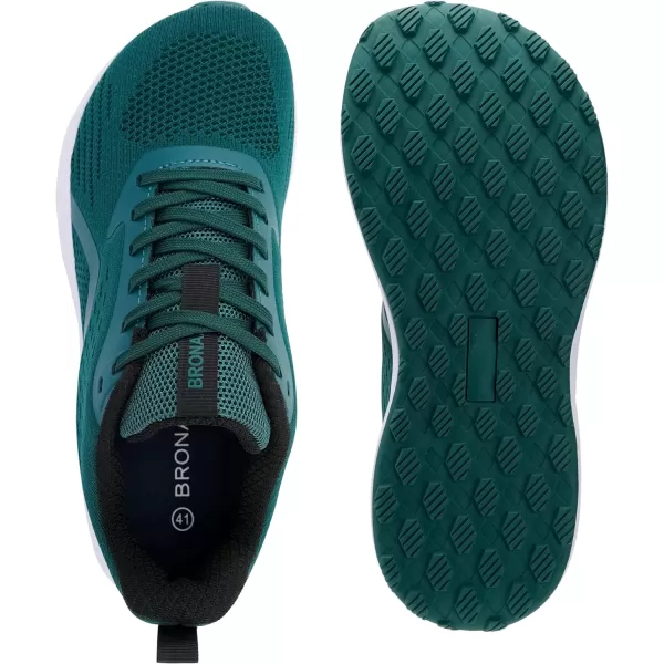 BRONAX Mens Wide Cushioned Supportive Road Running Shoes  Wide Toe Box  Rubber OutsoleS71 Green