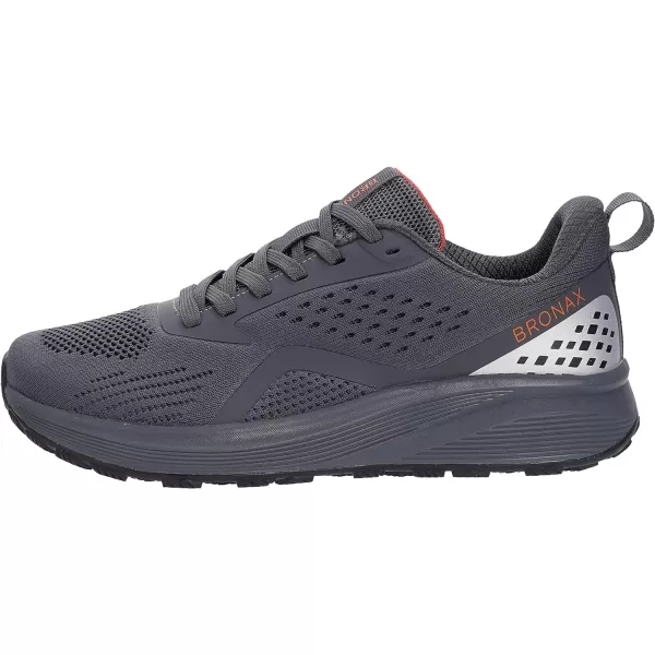 BRONAX Mens Wide Cushioned Supportive Road Running Shoes  Wide Toe Box  Rubber OutsoleS71 Grey