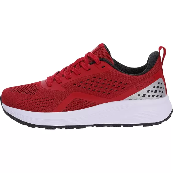 BRONAX Mens Wide Cushioned Supportive Road Running Shoes  Wide Toe Box  Rubber OutsoleS71 Red