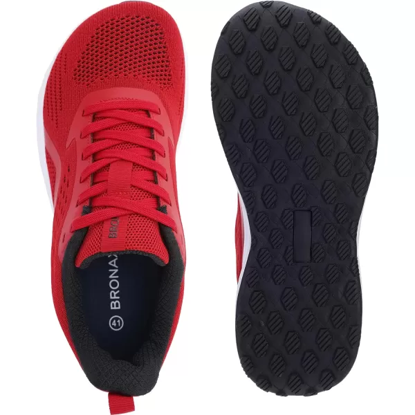 BRONAX Mens Wide Cushioned Supportive Road Running Shoes  Wide Toe Box  Rubber OutsoleS71 Red