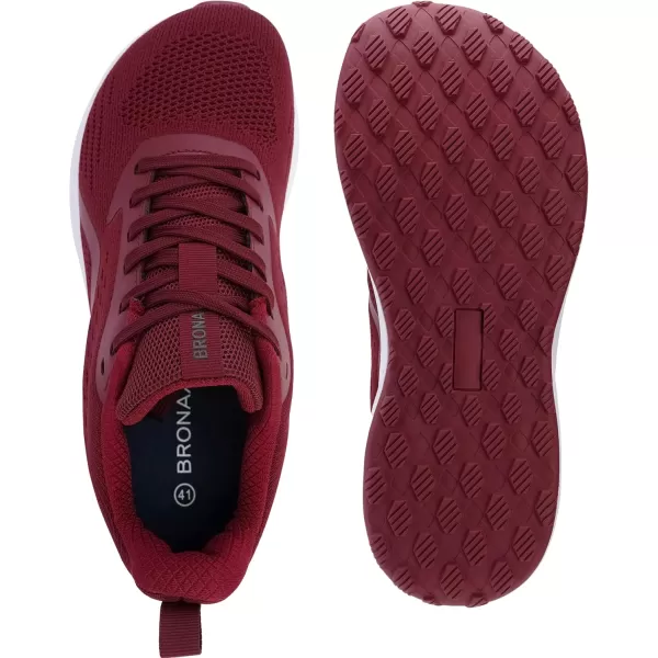 BRONAX Mens Wide Cushioned Supportive Road Running Shoes  Wide Toe Box  Rubber OutsoleS71 Wine Red