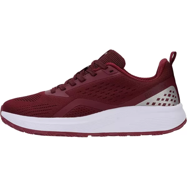 BRONAX Mens Wide Cushioned Supportive Road Running Shoes  Wide Toe Box  Rubber OutsoleS71 Wine Red