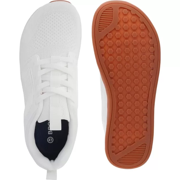 BRONAX Mens Zero Drop Training Shoes with Wide Toe Box  Rubber OutsoleS21  White