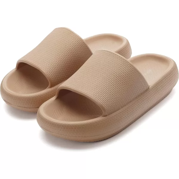 BRONAX Pillow Slippers for Women and Men  House Slides Shower Sandals  Extremely Comfy  Cushioned Thick SoleBrown