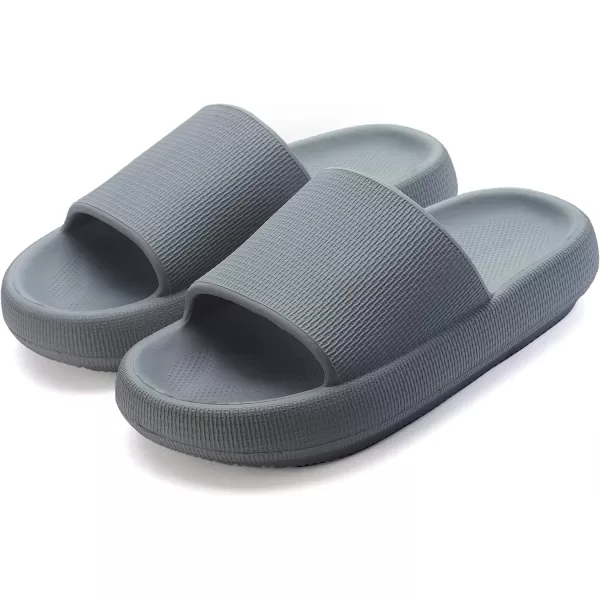 BRONAX Pillow Slippers for Women and Men  House Slides Shower Sandals  Extremely Comfy  Cushioned Thick SoleGrey