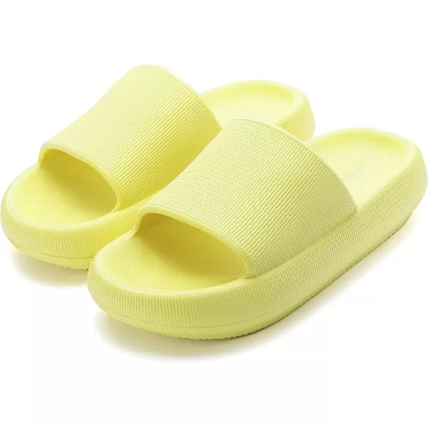 BRONAX Pillow Slippers for Women and Men  House Slides Shower Sandals  Extremely Comfy  Cushioned Thick SoleLemon Yellow