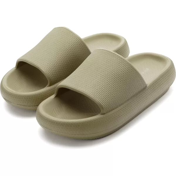 BRONAX Pillow Slippers for Women and Men  House Slides Shower Sandals  Extremely Comfy  Cushioned Thick SoleOlive Green