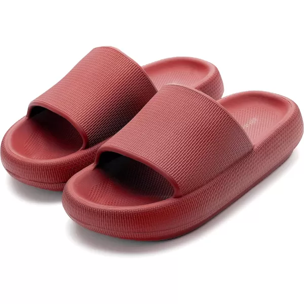 BRONAX Pillow Slippers for Women and Men  House Slides Shower Sandals  Extremely Comfy  Cushioned Thick SoleRed