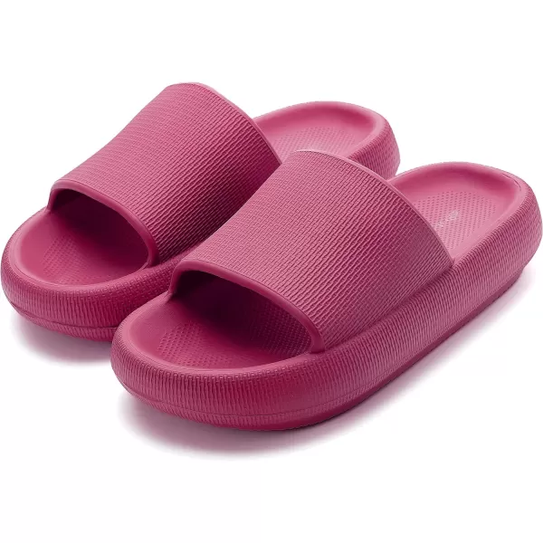 BRONAX Pillow Slippers for Women and Men  House Slides Shower Sandals  Extremely Comfy  Cushioned Thick SoleRose Red