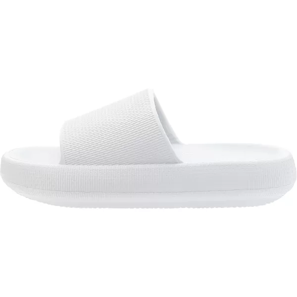 BRONAX Pillow Slippers for Women and Men  House Slides Shower Sandals  Extremely Comfy  Cushioned Thick SoleWhite