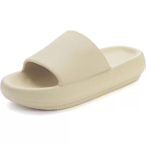 BRONAX Pillow Slippers for Women and Men  House Slides Shower Sandals  Extremely Comfy  Cushioned Thick SoleKhaki