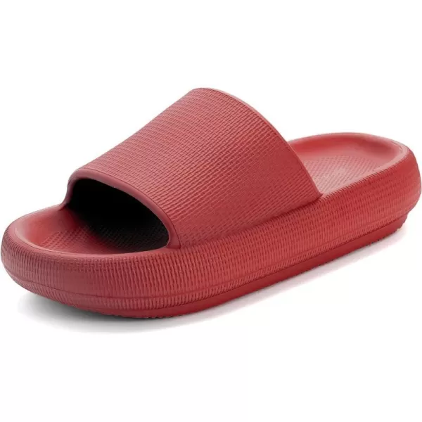 BRONAX Pillow Slippers for Women and Men  House Slides Shower Sandals  Extremely Comfy  Cushioned Thick SoleRed