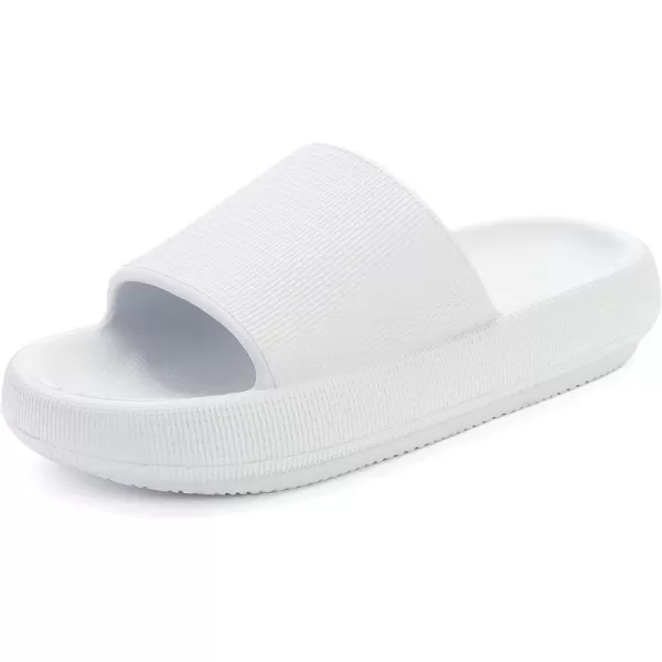 BRONAX Pillow Slippers for Women and Men  House Slides Shower Sandals  Extremely Comfy  Cushioned Thick SoleWhite