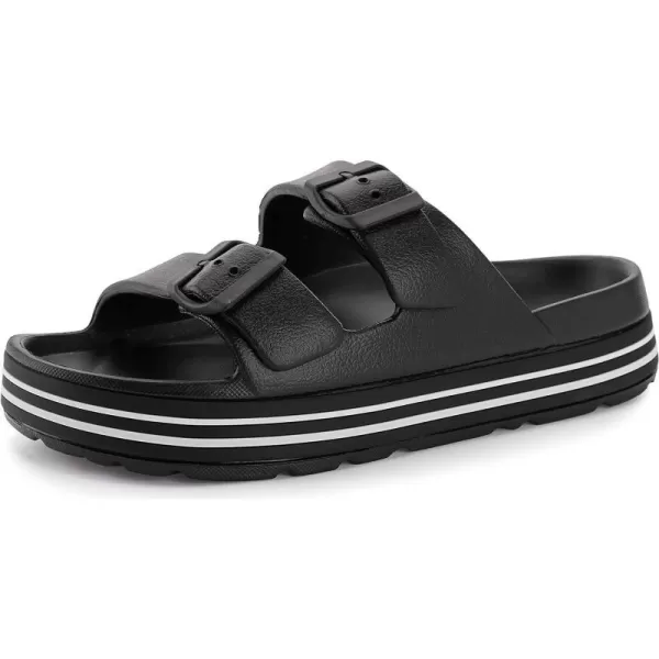 BRONAX Womens Double Buckle Cloud Slides Adjustable Two Strap Sandals Size 10 EVA Rubber Arch Support Plantar Fasciitis Orthopedic Plastic Pool Orthotic Slippers Sandalias para Mujer Outdoor BlackBRONAX Womens Double Buckle Cloud Slides Adjustable Two Strap Sandals Size 10 EVA Rubber Arch Support Plantar Fasciitis Orthopedic Plastic Pool Orthotic Slippers Sandalias para Mujer Outdoor Black