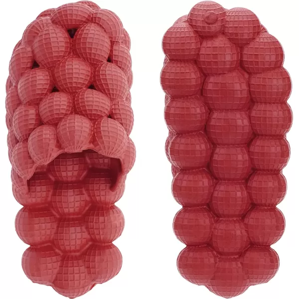BRONAX Bubble Slides for Adults and Kids  Ultra Cushioned Funny Lychee Massage SlippersRed