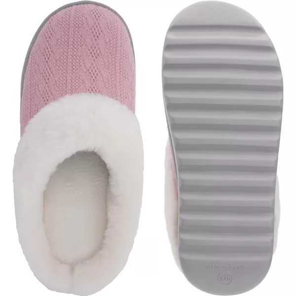 BRONAX Pillow Warm Fuzzy House Slippers for Women with Cushioned Thick SolePink