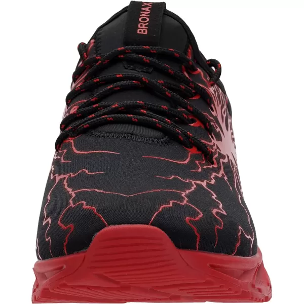 BRONAX Tennis Shoes for Men Comfy Running Walking Fitness Outdoor Sports Gym Athletics Adult Sneakers Male Jogging FootwearBlackRed