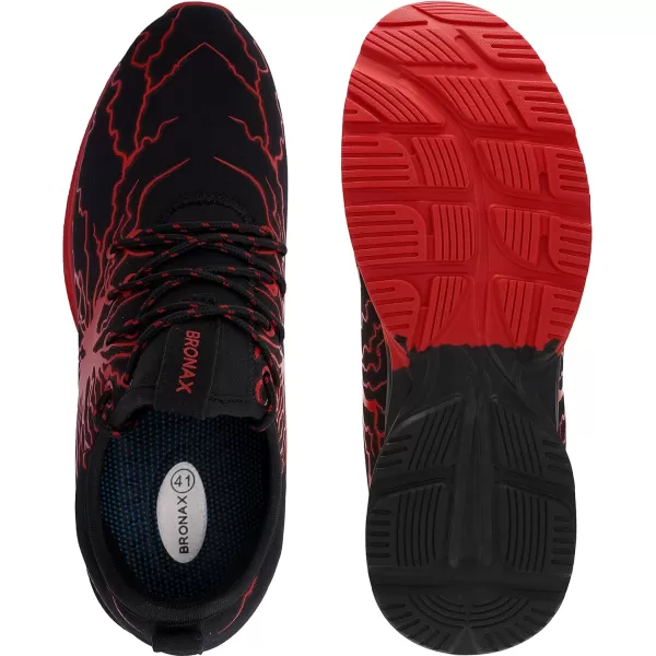 BRONAX Tennis Shoes for Men Comfy Running Walking Fitness Outdoor Sports Gym Athletics Adult Sneakers Male Jogging FootwearBlackRed