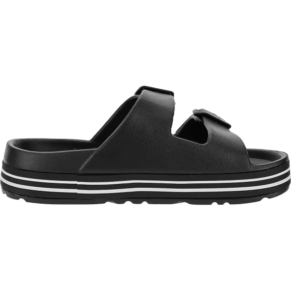 BRONAX Womens Recovery Adjustable Strap Sandals with  Arch SupportY16  Black