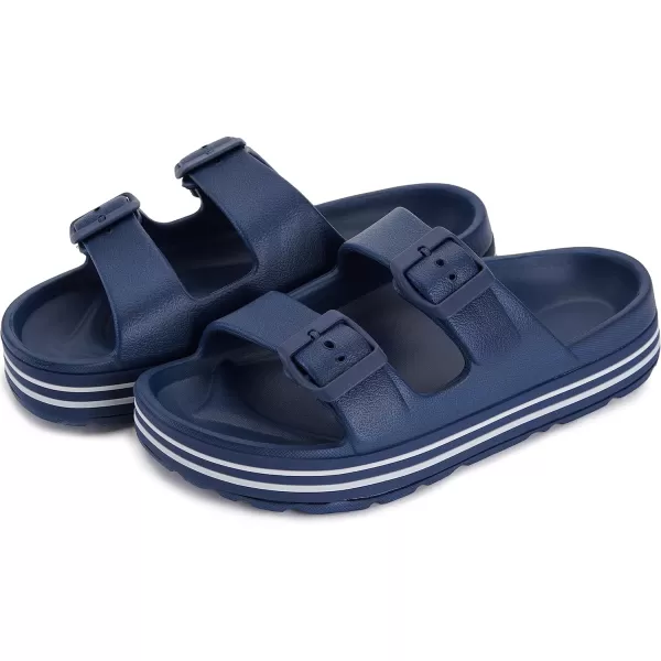 BRONAX Womens Recovery Adjustable Strap Sandals with  Arch SupportY16  Navy Blue