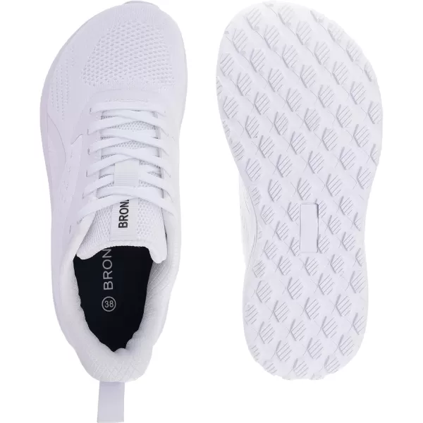 BRONAX Womens Wide Toe Box Road Running Shoes  Wide Athletic Tennis Sneakers with Rubber OutsoleWhite