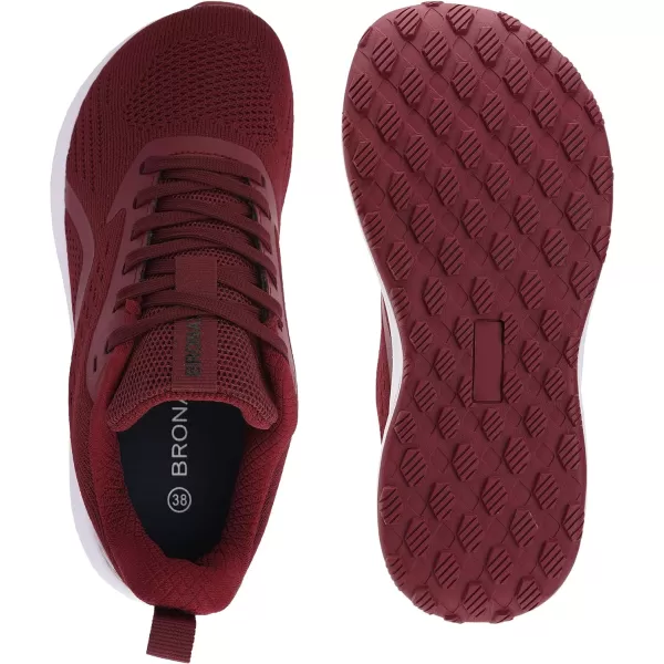 BRONAX Womens Wide Toe Box Road Running Shoes  Wide Athletic Tennis Sneakers with Rubber OutsoleWine