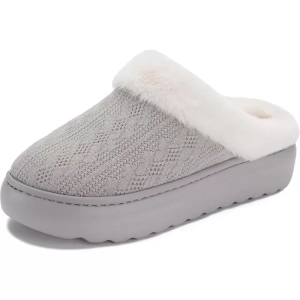 BRONAX Pillow Warm Fuzzy House Slippers for Women with Cushioned Thick SoleGrey