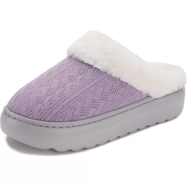 BRONAX Pillow Warm Fuzzy House Slippers for Women with Cushioned Thick SolePurple