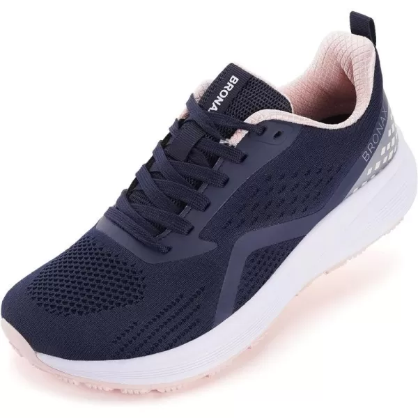 BRONAX Womens Wide Toe Box Road Running Shoes  Wide Athletic Tennis Sneakers with Rubber OutsoleDark Blue