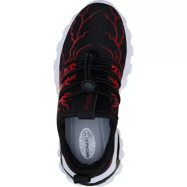 BRONAX LittleBig Boys Comfortable Graffiti Personality Tennis ShoesBlackRed
