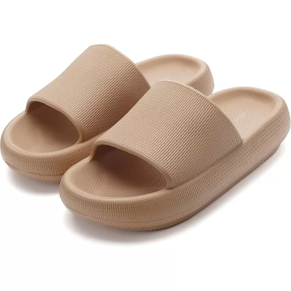 BRONAX Pillow Slippers for Women and Men  House Slides Shower Sandals  Cushioned Thick SoleBrown