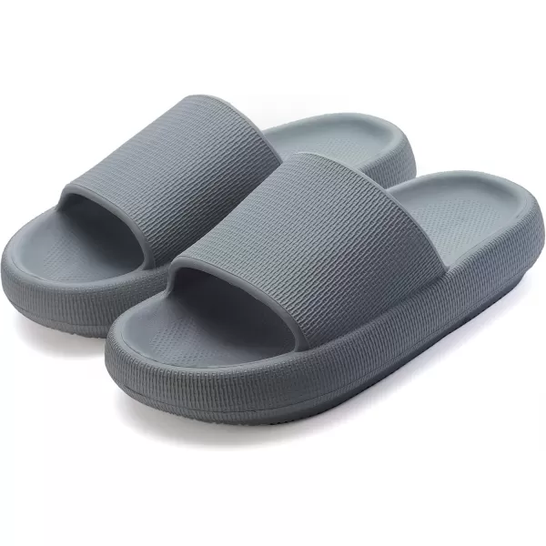 BRONAX Pillow Slippers for Women and Men  House Slides Shower Sandals  Cushioned Thick SoleGrey