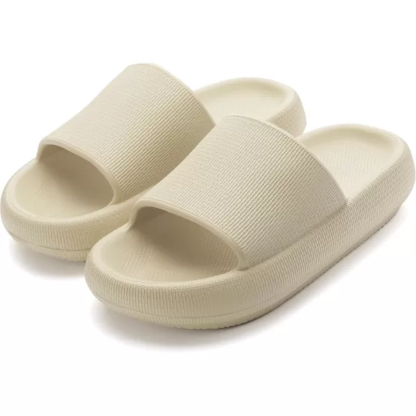 BRONAX Pillow Slippers for Women and Men  House Slides Shower Sandals  Cushioned Thick SoleKhaki