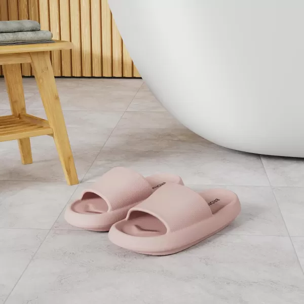 BRONAX Pillow Slippers for Women and Men  House Slides Shower Sandals  Cushioned Thick SolePink