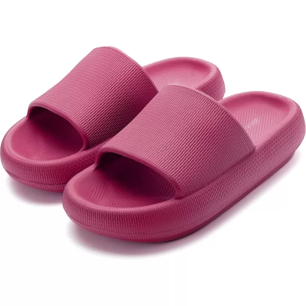 BRONAX Pillow Slippers for Women and Men  House Slides Shower Sandals  Cushioned Thick SoleRose Red