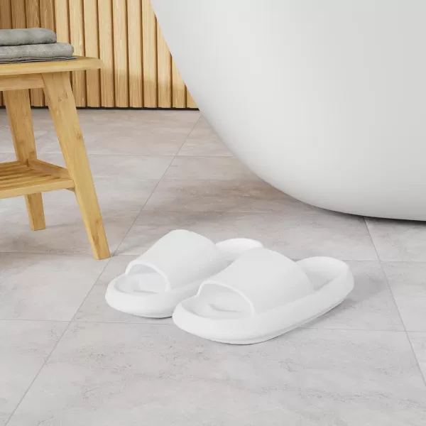 BRONAX Pillow Slippers for Women and Men  House Slides Shower Sandals  Cushioned Thick SoleWhite
